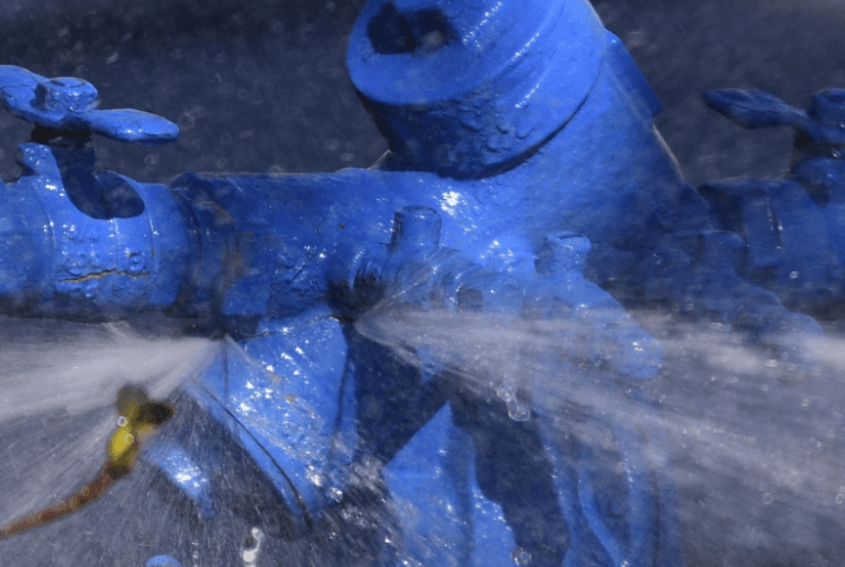 A water pipe bursts from freezing